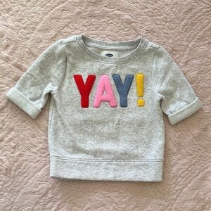Old Navy Kids Gray Sweatshirt with Colorful 'YAY!'